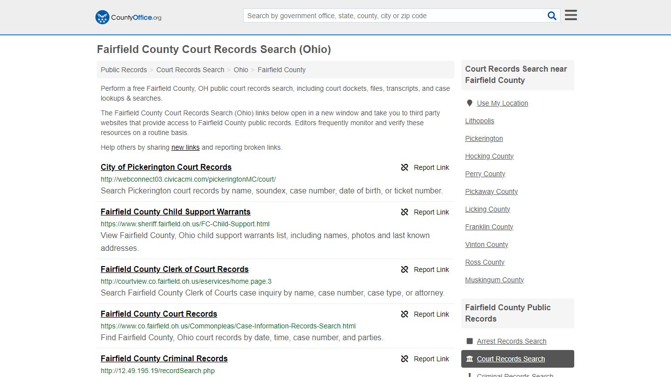 Fairfield County Court Records Search (Ohio) - County Office